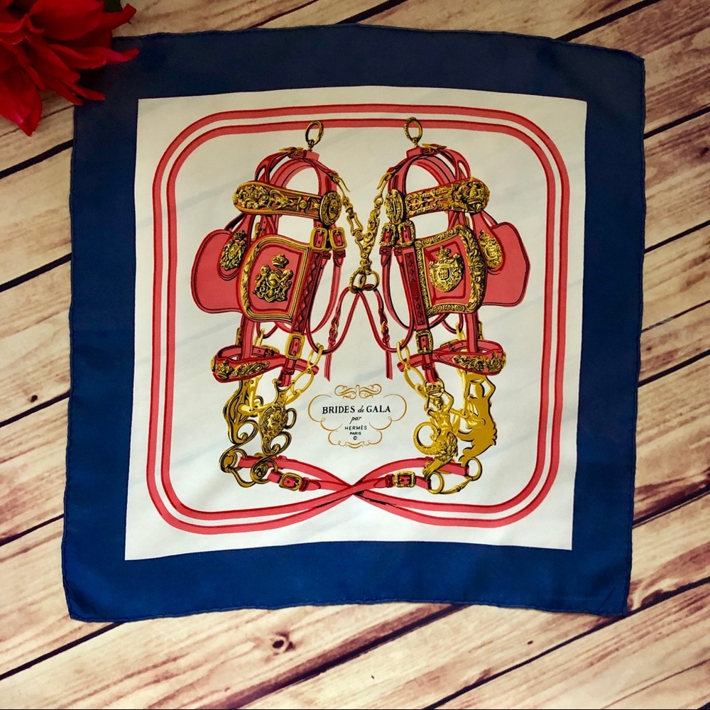 HERMÈS Vintage “Brides de Gala” Silk Pocket Square
